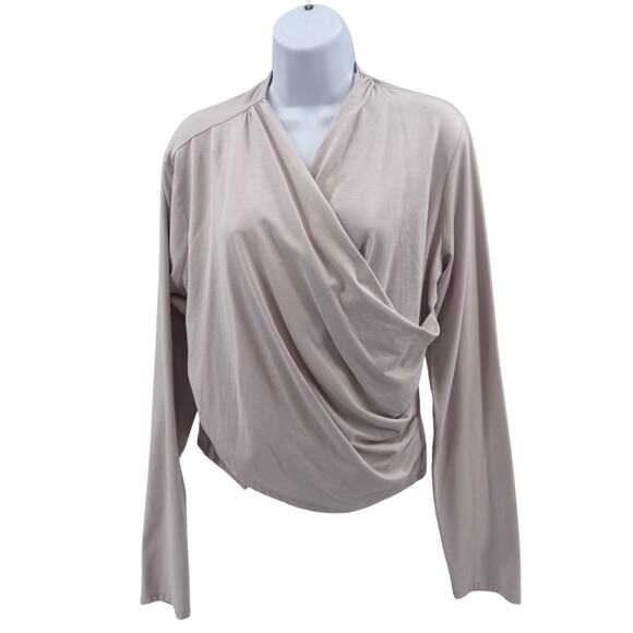 Zella Top SZ XL Cross Wrap Pink V-Neck Long Sleeve Athletic Stretch Activewear - Picture 1 of 10